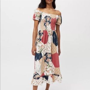 Urban Outfitters Tessie Smocked Puff Sleeve Midi Dress